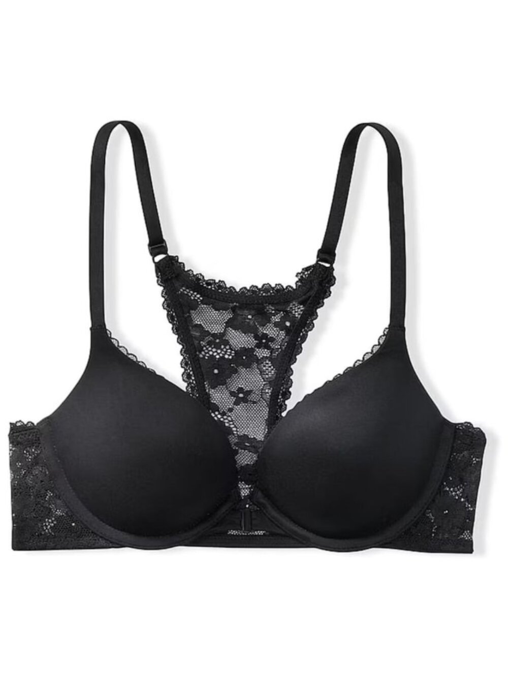 New! Victoria's Secret Black Lace Front Fastening Push Up Bra 38C 34960
